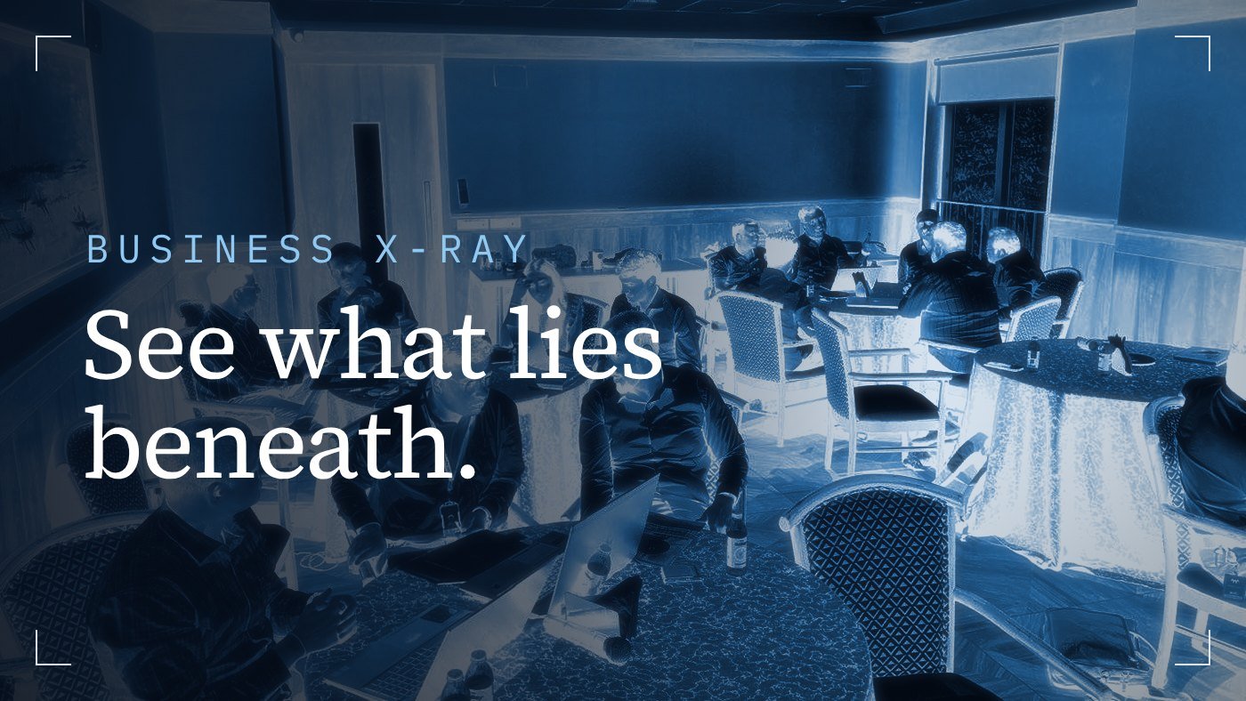 Business X-Ray: see what lies beneath. Business owners at a workshop, shown as an X-ray